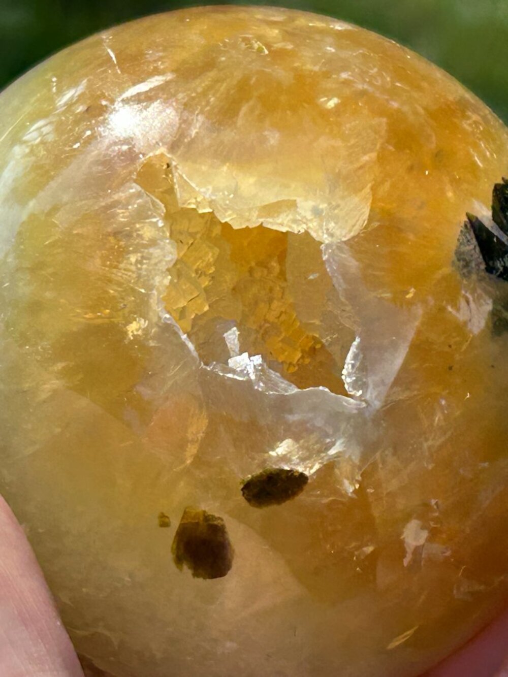 Green Onyx Sphere Large 2.86” – 1 lb 3.5 oz – Natural Crystal Vugs & Inclusions